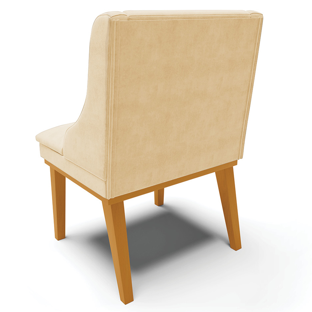 Kit 6 Cadeiras Decorativas Sala de Jantar Base Fixa de Madeira Firenze Suede Bege/Castanho G19 - Gran Belo