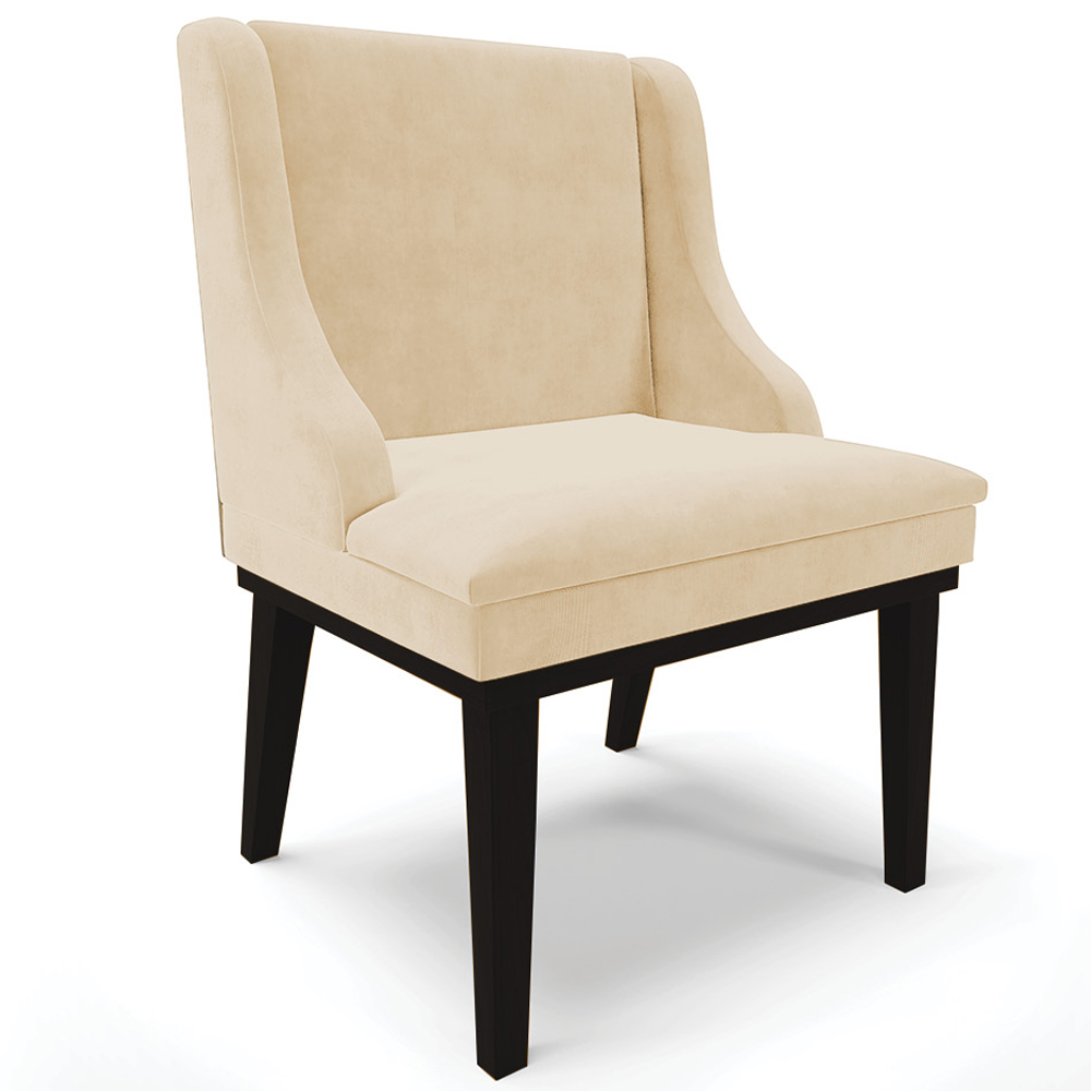 Kit 6 Cadeiras Decorativas Sala de Jantar Base Fixa de Madeira Firenze Suede Bege/Preto G19 - Gran Belo