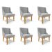 Kit 6 Cadeiras Decorativas Sala de Jantar Base Fixa de Madeira Firenze Suede Cinza/Castanho G19 - Gran Belo