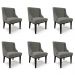Kit 6 Cadeiras Decorativas Sala de Jantar Base Fixa de Madeira Firenze Suede Grafite/Preto G19 - Gran Belo