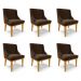 Kit 6 Cadeiras Decorativas Sala de Jantar Base Fixa de Madeira Firenze Suede Marrom/Castanho G19 - Gran Belo