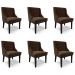 Kit 6 Cadeiras Decorativas Sala de Jantar Base Fixa de Madeira Firenze Suede Marrom/Preto G19 - Gran Belo