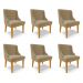 Kit 6 Cadeiras Decorativas Sala de Jantar Base Fixa de Madeira Firenze Suede Nude/Castanho G19 - Gran Belo