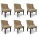 Kit 6 Cadeiras Decorativas Sala de Jantar Base Fixa de Madeira Firenze Suede Nude/Preto G19 - Gran Belo
