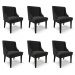 Kit 6 Cadeiras Decorativas Sala de Jantar Base Fixa de Madeira Firenze Suede Preto G19 - Gran Belo