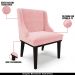 Kit 6 Cadeiras Decorativas Sala de Jantar Base Fixa de Madeira Firenze Suede Rosa Bebê/Preto G19 - Gran Belo