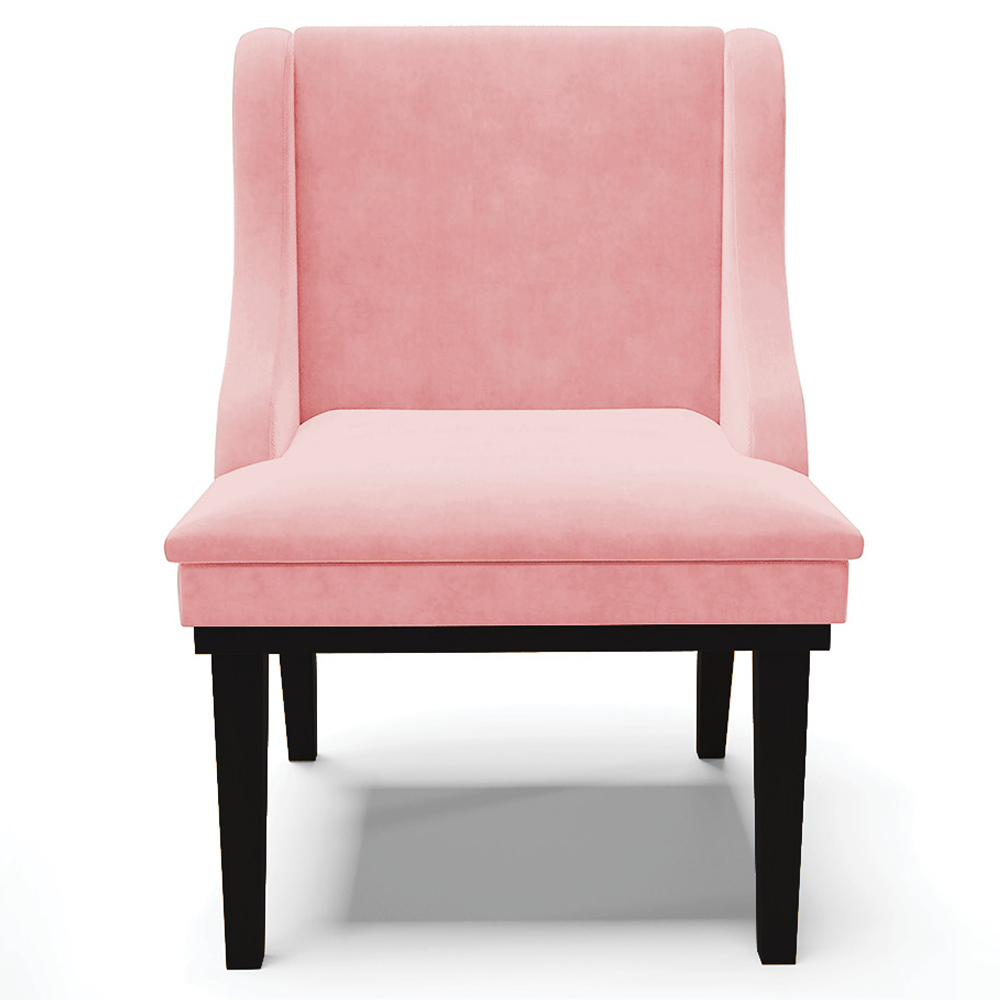 Kit 6 Cadeiras Decorativas Sala de Jantar Base Fixa de Madeira Firenze Suede Rosa Bebê/Preto G19 - Gran Belo