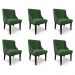 Kit 6 Cadeiras Decorativas Sala de Jantar Base Fixa de Madeira Firenze Suede Verde Esmeralda/Preto G19 - Gran Belo