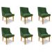 Kit 6 Cadeiras Decorativas Sala de Jantar Base Fixa de Madeira Firenze Suede Verde/Castanho G19 - Gran Belo