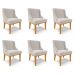 Kit 6 Cadeiras Decorativas Sala de Jantar Base Fixa de Madeira Firenze Veludo Cinza/Castanho G19 - Gran Belo