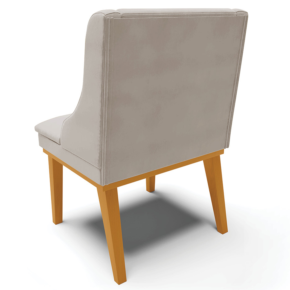 Kit 6 Cadeiras Decorativas Sala de Jantar Base Fixa de Madeira Firenze Veludo Cinza/Castanho G19 - Gran Belo