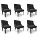 Kit 6 Cadeiras Decorativas Sala de Jantar Base Fixa de Madeira Firenze Veludo Preto G19 - Gran Belo
