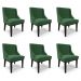Kit 6 Cadeiras Decorativas Sala de Jantar Base Fixa de Madeira Firenze Veludo Verde/Preto G19 - Gran Belo