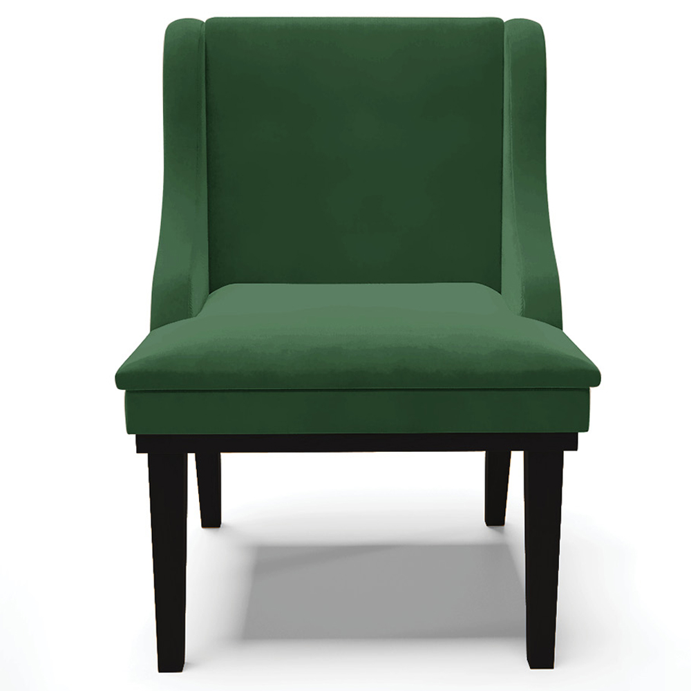 Kit 6 Cadeiras Decorativas Sala de Jantar Base Fixa de Madeira Firenze Veludo Verde/Preto G19 - Gran Belo