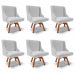 Kit 6 Cadeiras Decorativas Sala de Jantar Base Giratória de Madeira Firenze Linho Cinza/Natural G19 - Gran Belo