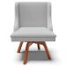 Kit 6 Cadeiras Decorativas Sala de Jantar Base Giratória de Madeira Firenze Linho Cinza/Natural G19 - Gran Belo