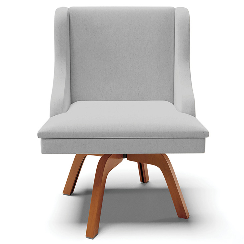 Kit 6 Cadeiras Decorativas Sala de Jantar Base Giratória de Madeira Firenze Linho Cinza/Natural G19 - Gran Belo