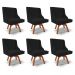 Kit 6 Cadeiras Decorativas Sala de Jantar Base Giratória de Madeira Firenze Linho Preto/Natural G19 - Gran Belo