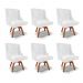 Kit 6 Cadeiras Decorativas Sala de Jantar Base Giratória de Madeira Firenze PU Branco Brilho/Natural G19 - Gran Belo