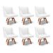Kit 6 Cadeiras Decorativas Sala de Jantar Base Giratória de Madeira Firenze PU Branco Fosco/Natural G19 - Gran Belo