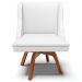 Kit 6 Cadeiras Decorativas Sala de Jantar Base Giratória de Madeira Firenze PU Branco Fosco/Natural G19 - Gran Belo