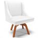 Kit 6 Cadeiras Decorativas Sala de Jantar Base Giratória de Madeira Firenze PU Branco Fosco/Natural G19 - Gran Belo