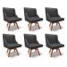 Kit 6 Cadeiras Decorativas Sala de Jantar Base Giratória de Madeira Firenze PU Preto Fosco/Natural G19 - Gran Belo