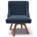 Kit 6 Cadeiras Decorativas Sala de Jantar Base Giratória de Madeira Firenze Suede Azul Marinho/Natural G19 - Gran Belo