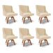 Kit 6 Cadeiras Decorativas Sala de Jantar Base Giratória de Madeira Firenze Suede Bege/Natural G19 - Gran Belo