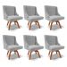 Kit 6 Cadeiras Decorativas Sala de Jantar Base Giratória de Madeira Firenze Suede Cinza/Natural G19 - Gran Belo
