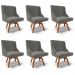 Kit 6 Cadeiras Decorativas Sala de Jantar Base Giratória de Madeira Firenze Suede Grafite/Natural G19 - Gran Belo