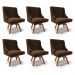 Kit 6 Cadeiras Decorativas Sala de Jantar Base Giratória de Madeira Firenze Suede Marrom/Natural G19 - Gran Belo