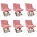 Kit 6 Cadeiras Decorativas Sala de Jantar Base Giratória de Madeira Firenze Suede Rosê/Natural G19 - Gran Belo