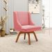 Kit 6 Cadeiras Decorativas Sala de Jantar Base Giratória de Madeira Firenze Suede Rosê/Natural G19 - Gran Belo