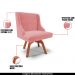 Kit 6 Cadeiras Decorativas Sala de Jantar Base Giratória de Madeira Firenze Suede Rosê/Natural G19 - Gran Belo