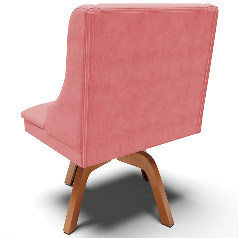Kit 6 Cadeiras Decorativas Sala de Jantar Base Giratória de Madeira Firenze Suede Rosê/Natural G19 - Gran Belo
