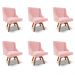 Kit 6 Cadeiras Decorativas Sala de Jantar Base Giratória de Madeira Firenze Suede Rosa Bebê/Natural G19 - Gran Belo