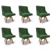 Kit 6 Cadeiras Decorativas Sala de Jantar Base Giratória de Madeira Firenze Suede Verde Esmeralda/Natural G19 - Gran Belo
