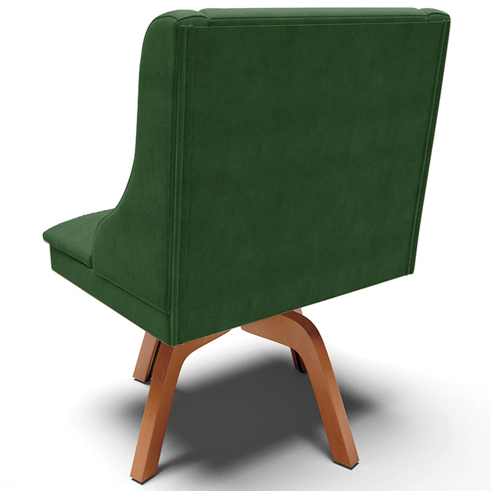 Kit 6 Cadeiras Decorativas Sala de Jantar Base Giratória de Madeira Firenze Suede Verde Esmeralda/Natural G19 - Gran Belo