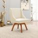 Kit 6 Cadeiras Decorativas Sala de Jantar Base Giratória de Madeira Firenze Veludo Bege/Natural G19 - Gran Belo