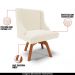 Kit 6 Cadeiras Decorativas Sala de Jantar Base Giratória de Madeira Firenze Veludo Bege/Natural G19 - Gran Belo