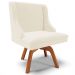 Kit 6 Cadeiras Decorativas Sala de Jantar Base Giratória de Madeira Firenze Veludo Bege/Natural G19 - Gran Belo
