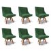 Kit 6 Cadeiras Decorativas Sala de Jantar Base Giratória de Madeira Firenze Veludo Verde/Natural G19 - Gran Belo