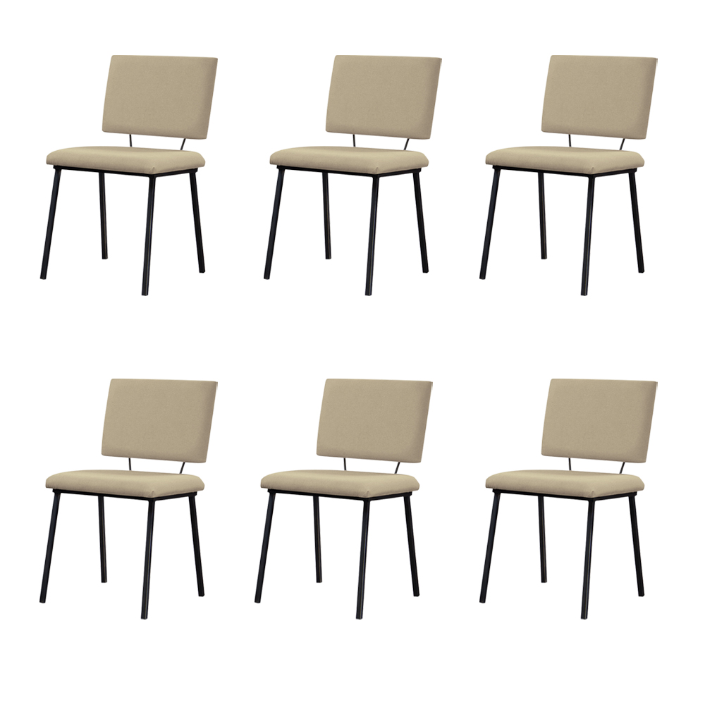 Kit 6 Cadeiras Decorativas Sala de Jantar Fennel Linho Bege G17 - Gran Belo