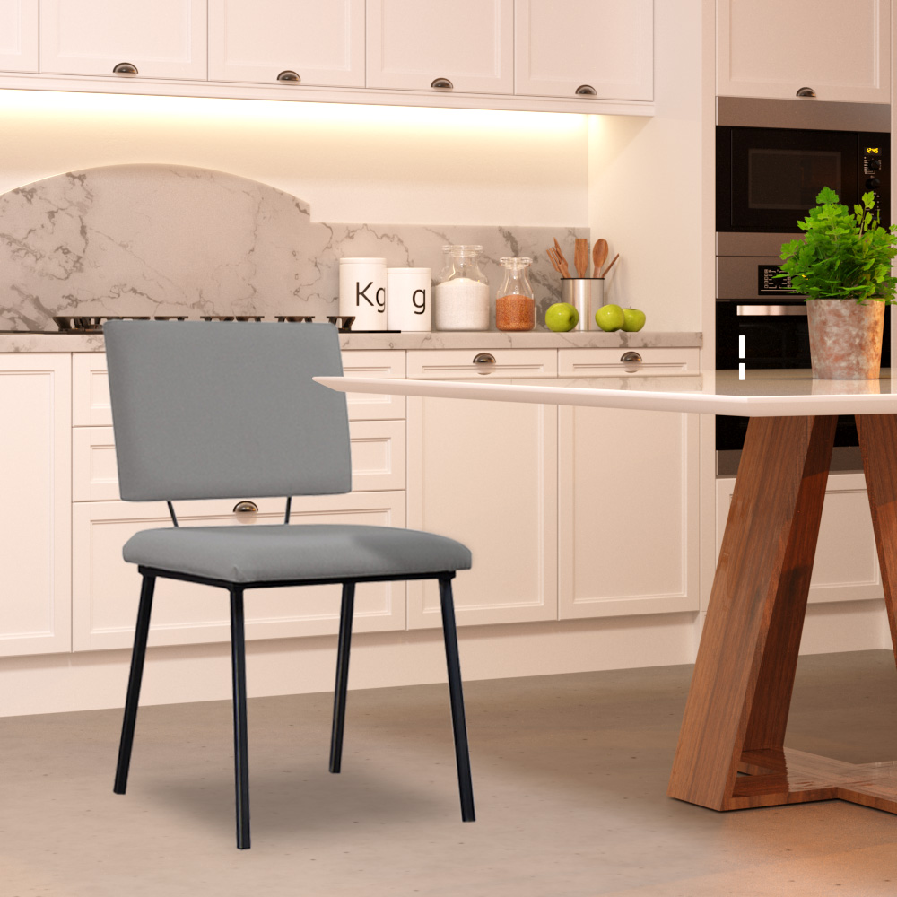 Kit 6 Cadeiras Decorativas Sala de Jantar Fennel Linho Cinza G17 - Gran Belo