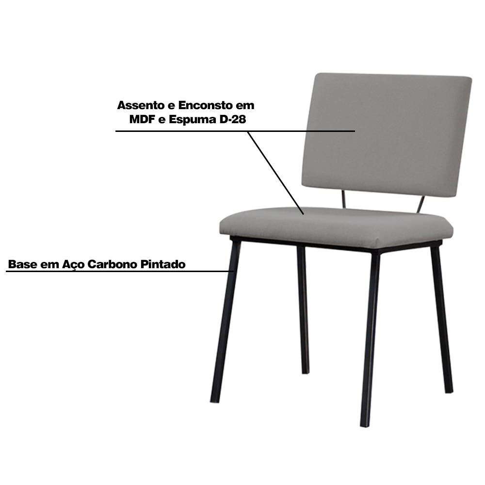 Kit 6 Cadeiras Decorativas Sala de Jantar Fennel Linho Cinza G17 - Gran Belo