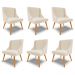 Kit 6 Cadeiras Decorativas Sala de Jantar Pés Palito de Madeira Firenze Linho Bege/Natural G19 - Gran Belo