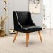 Kit 6 Cadeiras Decorativas Sala de Jantar Pés Palito de Madeira Firenze PU Preto Brilho/Natural G19 - Gran Belo