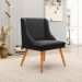 Kit 6 Cadeiras Decorativas Sala de Jantar Pés Palito de Madeira Firenze PU Preto Fosco/Natural G19 - Gran Belo
