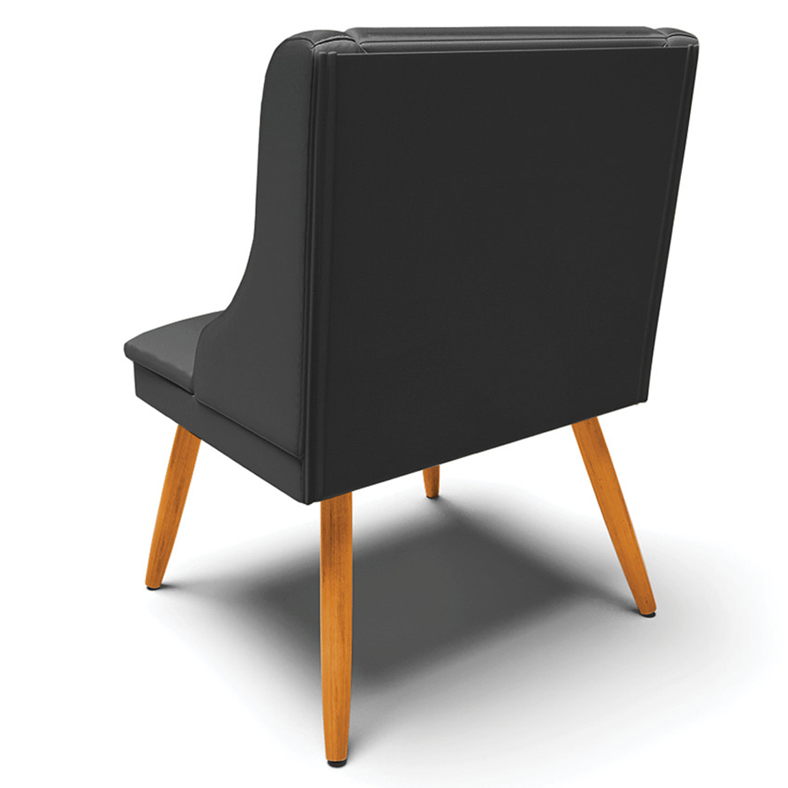 Kit 6 Cadeiras Decorativas Sala de Jantar Pés Palito de Madeira Firenze PU Preto Fosco/Natural G19 - Gran Belo